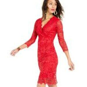 Thalia Sodi Red Empire waist lace dress size XL